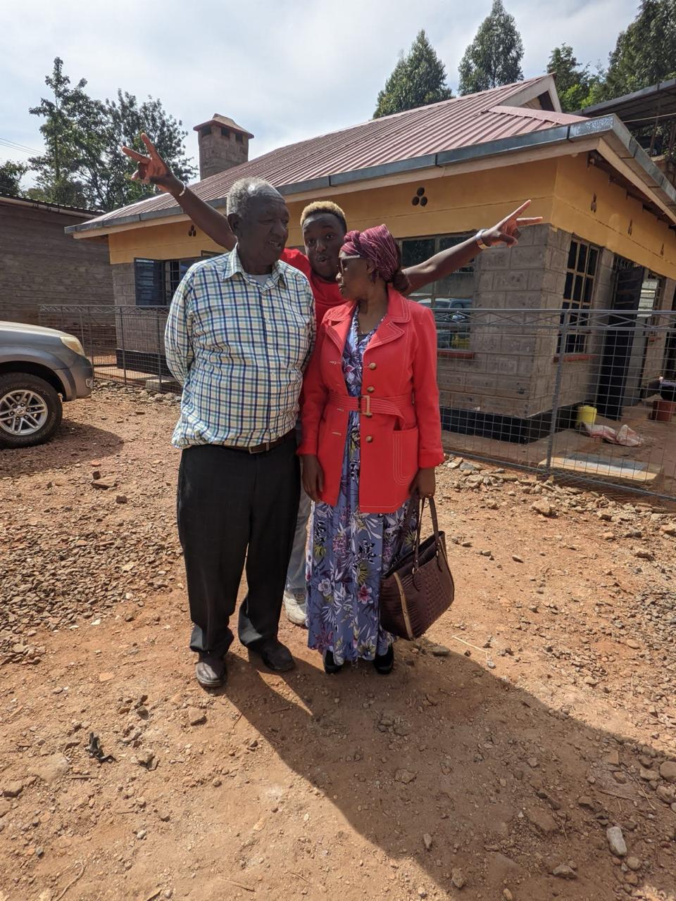 Family outside home